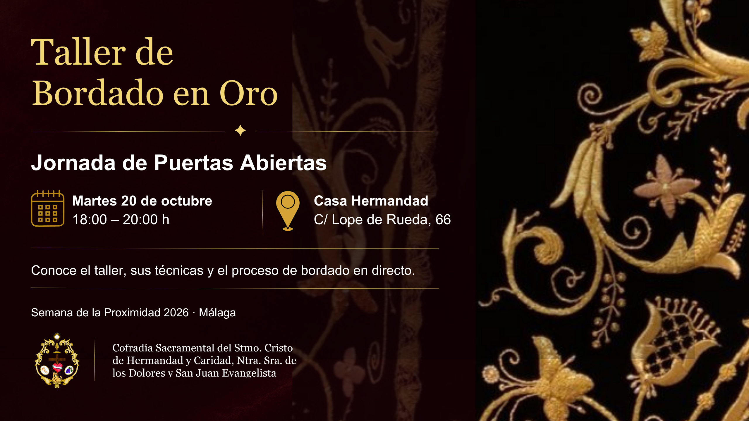 Taller de Bordado en Oro · Jornada de Puertas Abiertas